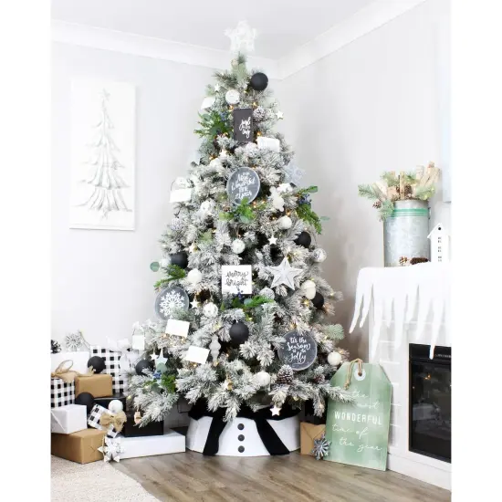 White Enamel Sign Ornaments 6ct Farmhouse Christmas Mini Decor {5}