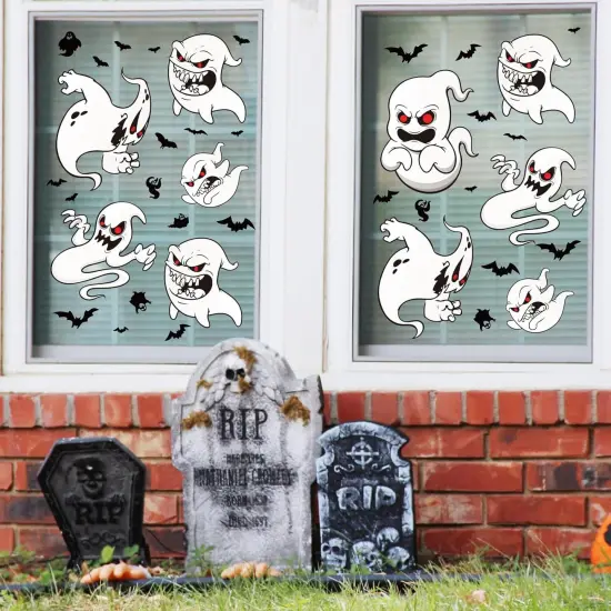 9 Sheet Halloween Window Clings - Evil Ghost {4}