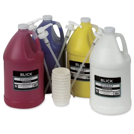 Blick Original Formula Student Tempera Paints - Pump Kit, Set of 4, Basic Colors, Gallon {1}