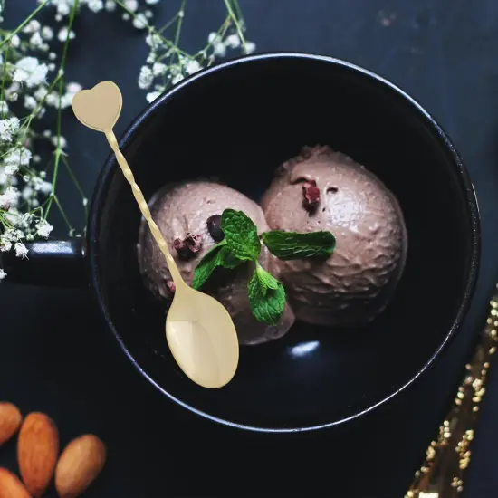 HIC Heart Shaped Handle 4.5" Gold-Plated Demi Spoon - Great for Coffee, Tea, Desserts and more {5}