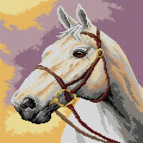 Gobelin canvas for halfstitch without yarn White horse 3373J {1}