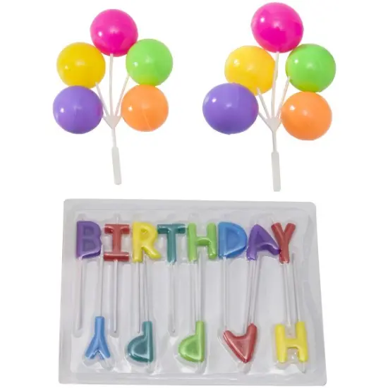 Happy Birthday Neon Candles DecoSet&reg; Cake Decoration {1}