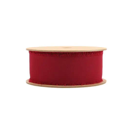 LaRibbons 1 1/2" Frayed Edge Chiffon Ribbon | 10 Yard Roll Burgundy {2}