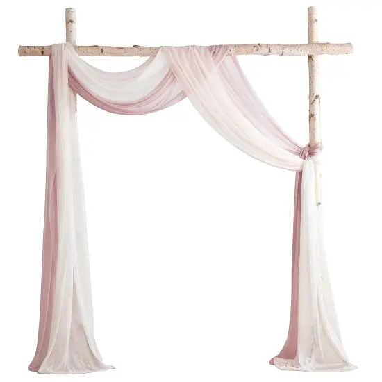 Wedding Arch Draping Fabric 3 Panels 20Ft Chiffon Fabric Drapes Arbor Drapery Wedding Ceremony Reception Swag Decorations (Dusty Rose +Blush +White) {1}