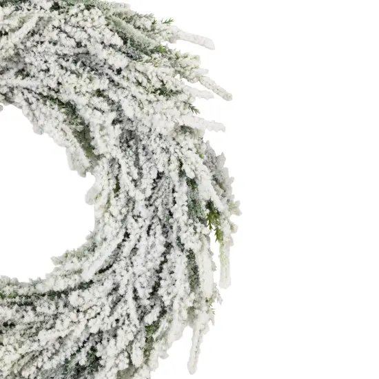 Northlight Heavily Flocked Pine Artificial Christmas Wreath - 11.75" - Unlit Green {5}