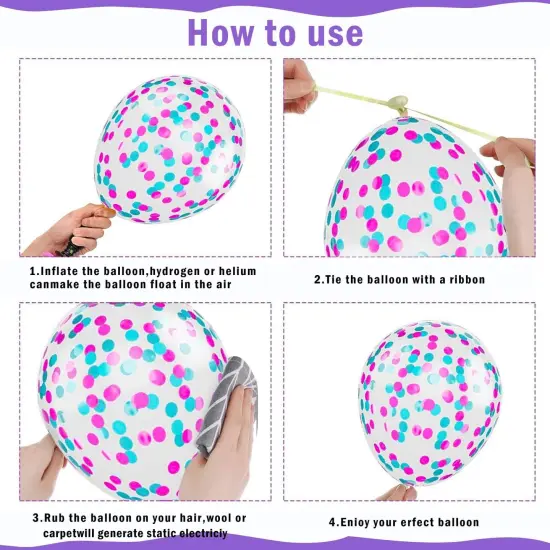 50 Pcs Pink Purple Blue Yellow Balloons - 12 Inches {5}