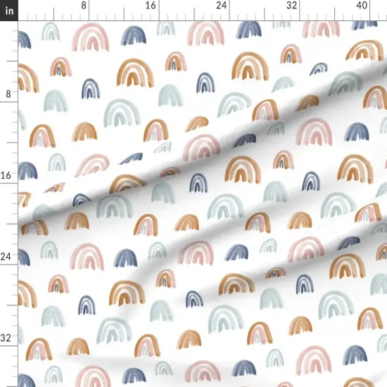 Various Fabrics by the Yard or Fat Quarter Earth Tones Scattered Watercolor Rainbows Pink Mint Hippie Hippy Nursery Custom Printed Fabric by Spoonflower {1}