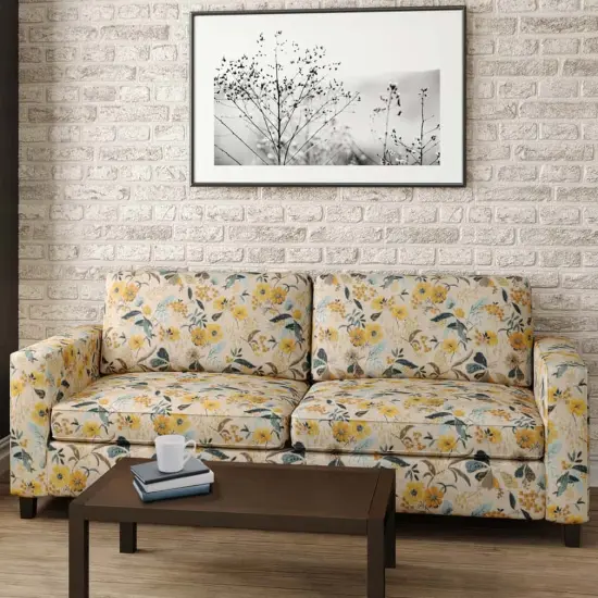 Peacock - Aqua & Teal,Gold & Yellow Floral Upholstery Fabric 54 Inches" {3}