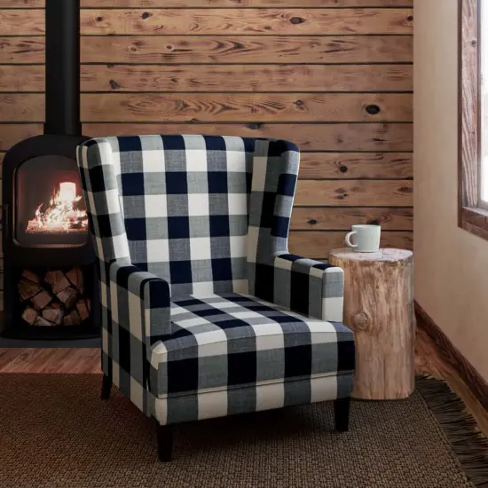 Buffalo Navy - Blue Check & Houndstooth,Plaid Upholstery Fabric 54 Inches" {2}