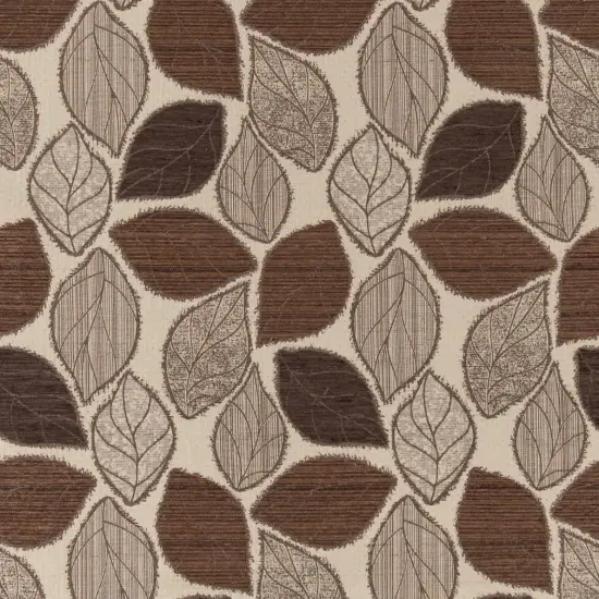 Godiva - Brown Leaves Upholstery Fabric 54 Inches" {1}