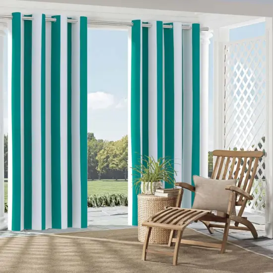 Surf - Aqua & Teal Stripe Upholstery Fabric 54 Inches" {2}