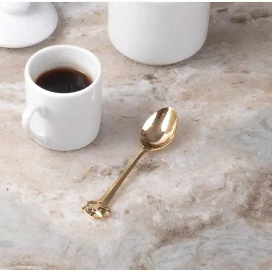Fino 4.5-Inch Cup & Saucer Design Gold Plated Demi Spoon {7}