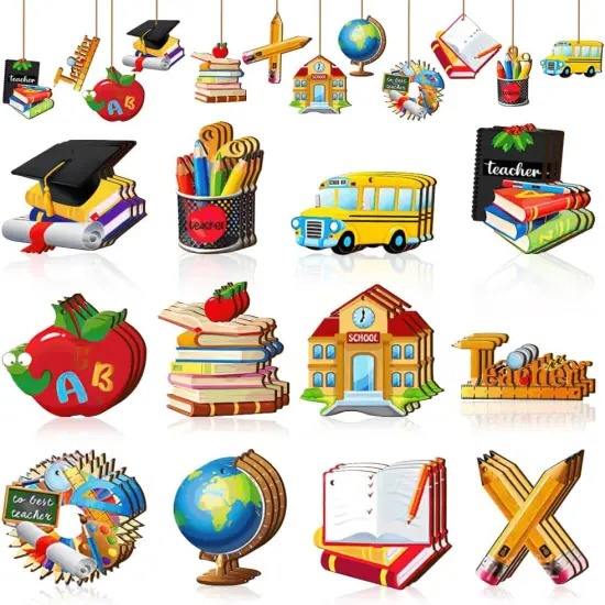 36Pcs Back to School Wooden Ornaments {1}