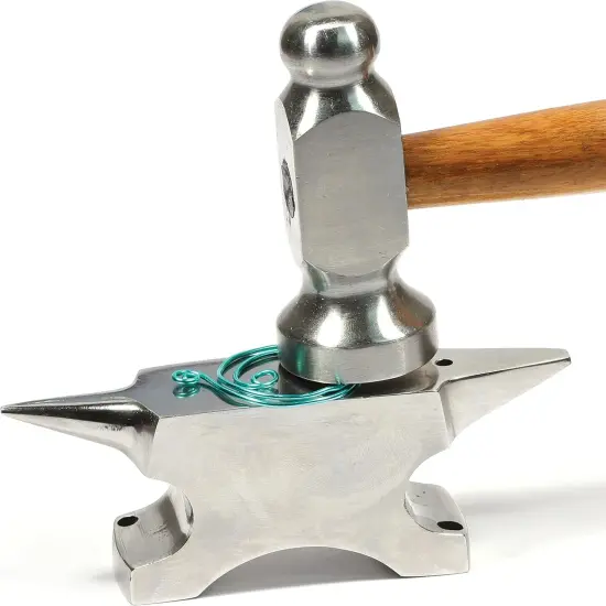 The Beadsmith Dual-Ended Horn Anvil &ndash; Mini Size 2.5 x 1 x 1.5 inches &ndash; 118mm Tip to Tip &ndash; 13.11oz/0.82lbs &ndash; Made of Solid Stainless Steel &ndash; Flat Horn and Rounded Horn &ndash; Use for Hardening Wire Designs {5}