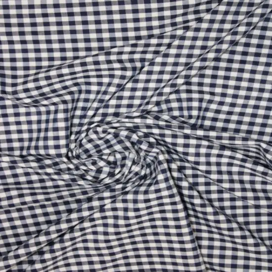 1 Yard Navy Blue 1/8&Prime; Gingham Checkered Poly Cotton Fabric Non-Stretch Dressmaking Cloth 58/59 Inch Wide {3}