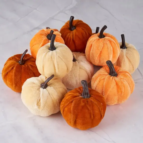 12pcs Artificial Fake Faux Velvet Foam Fabric Pumpkins Decoration {3}