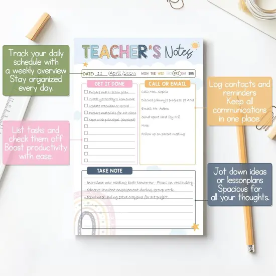 Rainbow Boho Teacher Notepad {3}