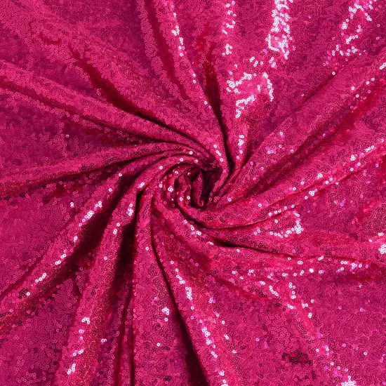 1 Yard Fuchsia Glitter Embroidery Sequin Fabric 52" Wide Polyester for DIY Backdrop, Table Runner & Clothes {1}