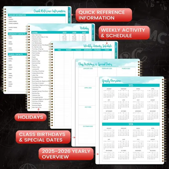 Teacher Planner 2025-2026 - 9'' x 11'' {5}