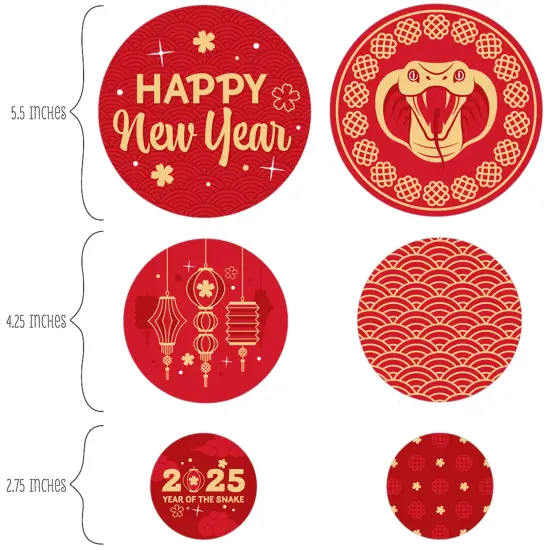 Big Dot of Happiness Lunar New Year - 2025 Year of the Snake Giant Circle Confetti - Party Decorations - Large Confetti 27 Count {3}