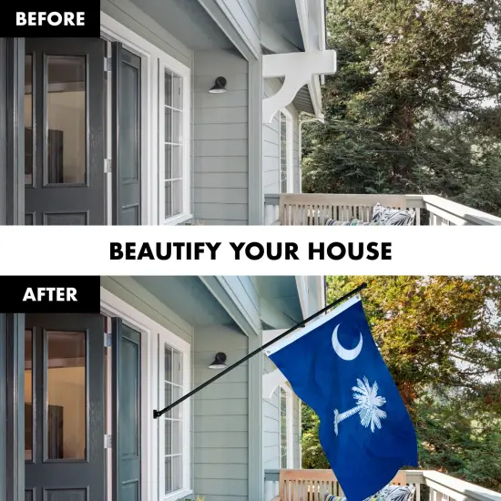 G128 - 6 Feet Tangle Free Spinning Flagpole (Black) South Carolina Flag Brass Grommets Embroidered 3x5 ft (Flag Included) Aluminum Flag Pole {3}