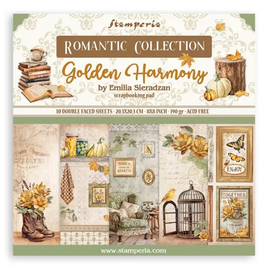Stamperia Golden Harmony 8"X8" Double-Sided Paper Pad - 10 sheets/pkg. {1}