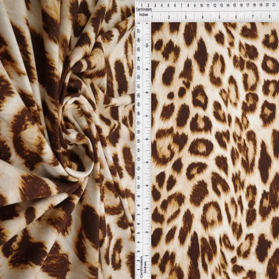 Taupe Animal Print DTY Brushed Knit Fabric 1 Yard Soft Stretch Lightweight 58/60" Wide {4}