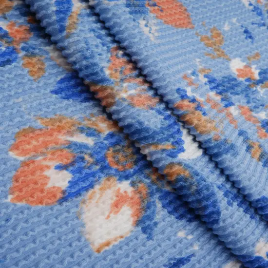 1 Yard Cozy Double Knit Floral Print Fabric Stretch Polyester Rayon Spandex 56/57 Inches Wide IVORY {2}