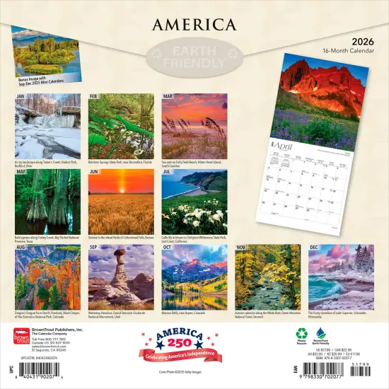 America | 2026 12 x 24 Inch (Hanging) Monthly Square Wall Calendar | Foil Stamped Cover | Plastic-Free {2}