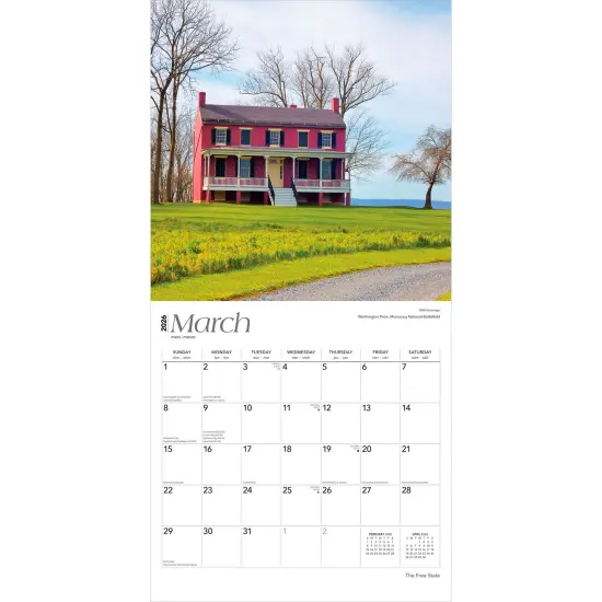 The Free State | Maryland Places | 2026 12 x 24 Inch (Hanging) Monthly Square Wall Calendar | Plastic-Free {3}