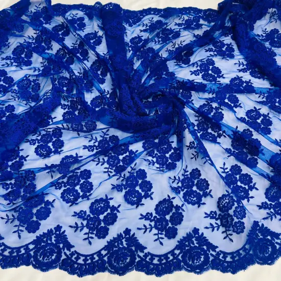 1 Yard Elegant Corded Lace Fabric Embroidered Bridal Mesh for Dresses 50" Width Champagne {3}