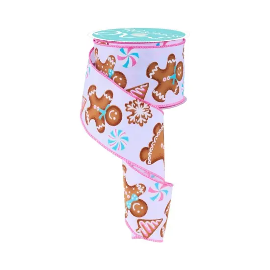 2.5" Gingerbread Kids Ribbon: Pink/Blue (10 Yards) {1}
