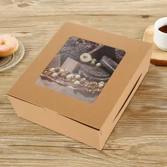 100Pcs Cupcake Boxes 4 Count Cupcake Containers 6x6x3 Inch Brown Cupcake Box Bulk for Cupcakes Muffins Cookies Pastries {3}