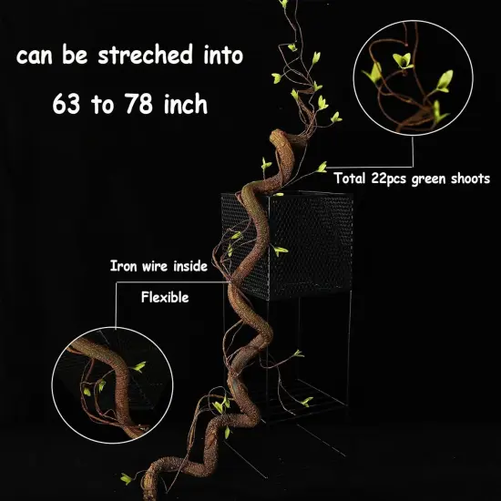 63in Artificial Tree Twigs Cane Vine Branches Fake Plants Trunk Garland with Leaves for Home Wedding Garden Wall Hanging {2}