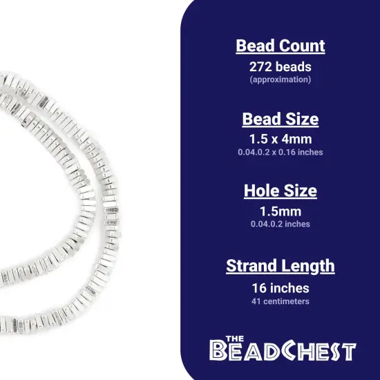 The Bead Chest Faceted Shiny Silver Triangle Heishi Beads (4mm, 16 Inch Strand) {4}