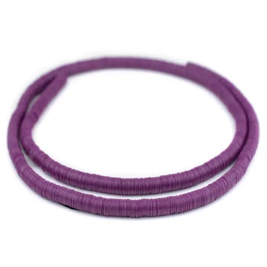The Bead Chest Plum Purple Vinyl Phono Record Beads 8mm Ghana African Disk 34 Inch Strand Handmade {3}