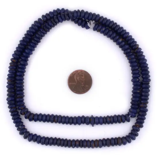 The Bead Chest 6mm Lapis Blue Bone Button Beads: Nepal Flat Round Disk Heishi Beads for DIY Necklace Jewelry Making {2}