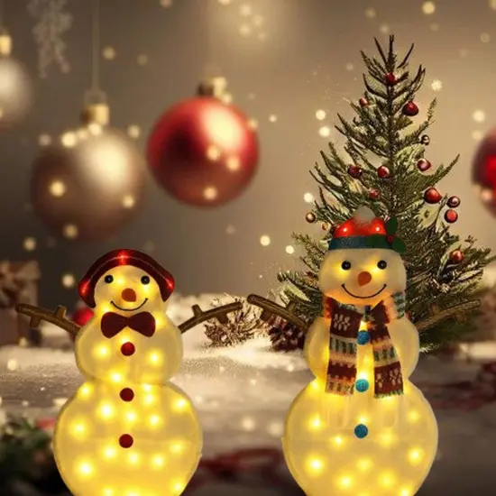24 Inches and 28 Inches Set of Two LED Christmas Snowmen Winter Display {3}