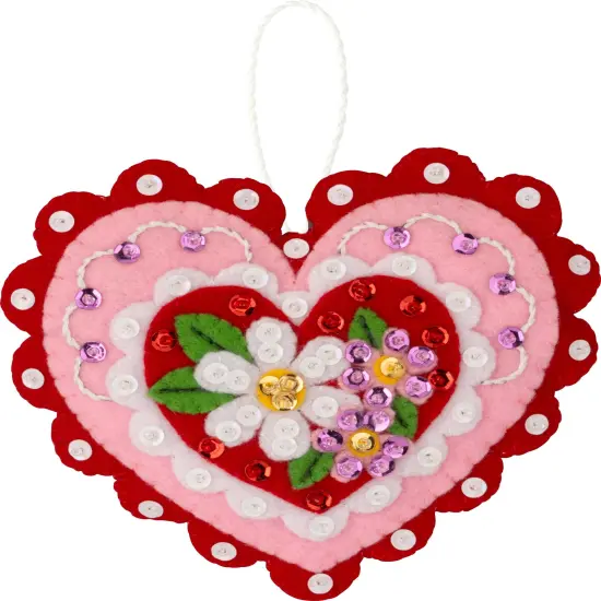 Bucilla Felt Ornaments Applique Kit Set Of 4-Heartfelt Treasures {6}