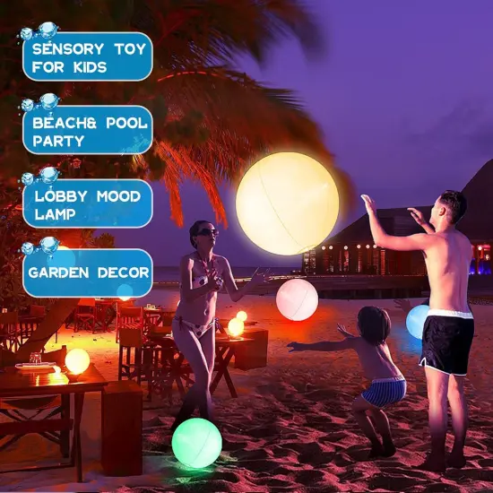 4 Packs Led Beach Ball Toy with 16 Colors Lights and 4 Light Modes - Pool Toys {4}
