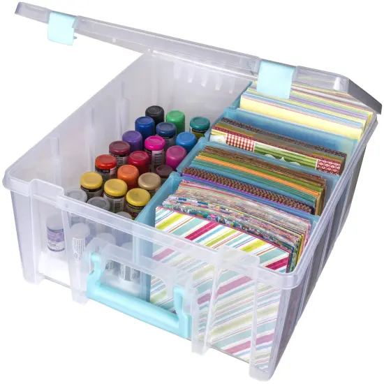 ArtBin Super Satchel Double Deep W/Removable Dividers-Aqua Handle, Latch & Dividers {5}