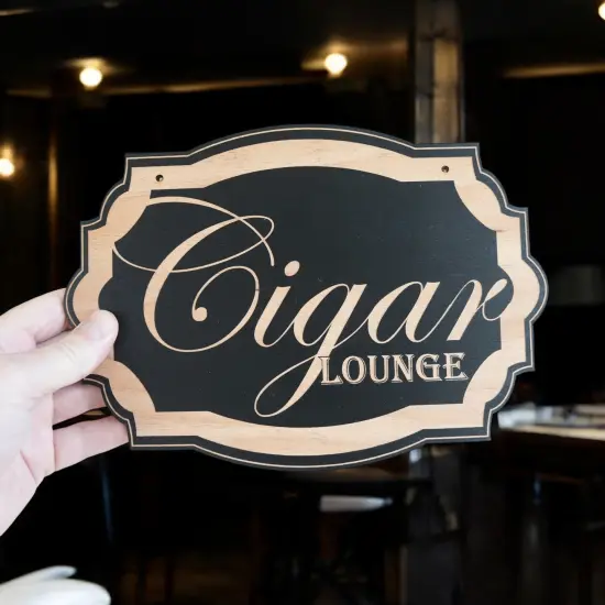 Cigar Lounge - Black Door Sign 7x10in {6}