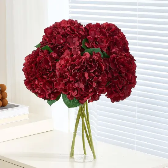 8Pcs Burgundy Fake Flowers bouquet {2}