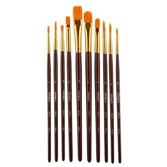 KINGART&reg; Gold Nylon Brush Set 10 pc {4}
