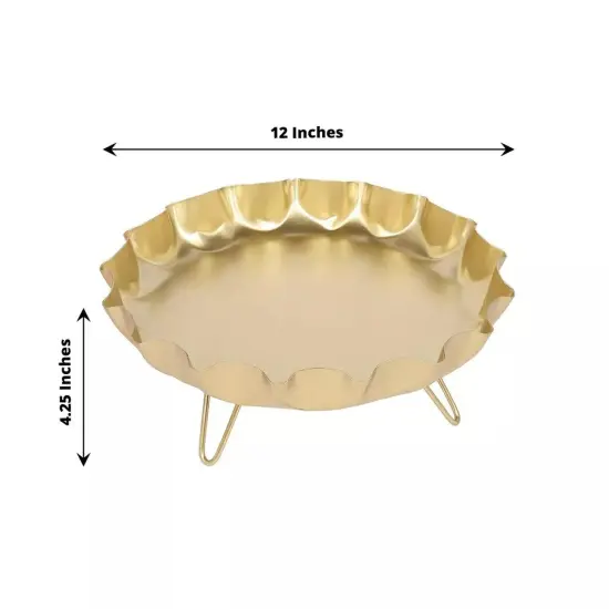 Gold 12 in Metal Crown Cap Round CUPCAKE DISPLAY STAND Serving Tray Party Events {4}
