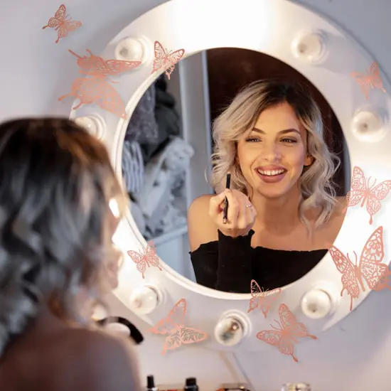 3D Butterfly Wall Decor 48 Pcs 4 Styles 3 Sizes - Gold Butterfly Decorations - Butterfly Birthday Decorations - Butterfly Party Decorations Balloon Cake Decoration - Removable Stickers for Kid Bedroom {6}