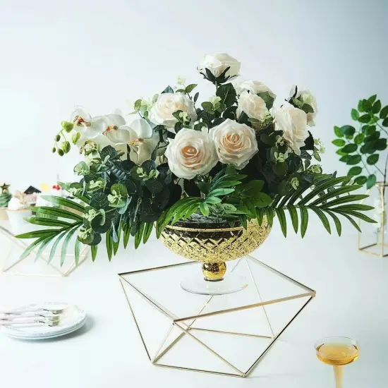 14-Inch Gold Clear Metal Glass Geometric CAKE STAND Party Wedding Decorations {2}