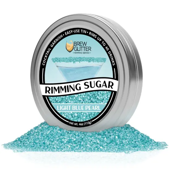 Brew Glitter - Light Blue Pearl Rimming Sugar (4oz, 1x Bar Tin) Cocktail Garnish for Mixed Drinks & Refreshments {4}