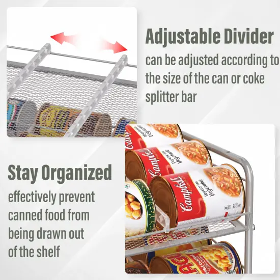 Can Rack Organizer 4-Tier Metal Can Rack Organizer Holds Up to 48 Cans, Can Dispenser for Pantry, Kitchen, Cabinets and Countertops Silver {3}
