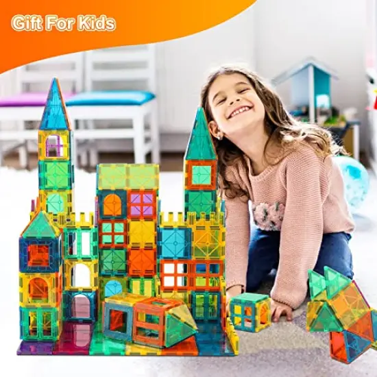 Magnetic Tiles Toys for Kids, Starter Set 3D Magnet Building Blocks Construction Playboards, STEM Learning Educational Toddlers Toy Gift for 3+ Year Old Boys and Girls {6}